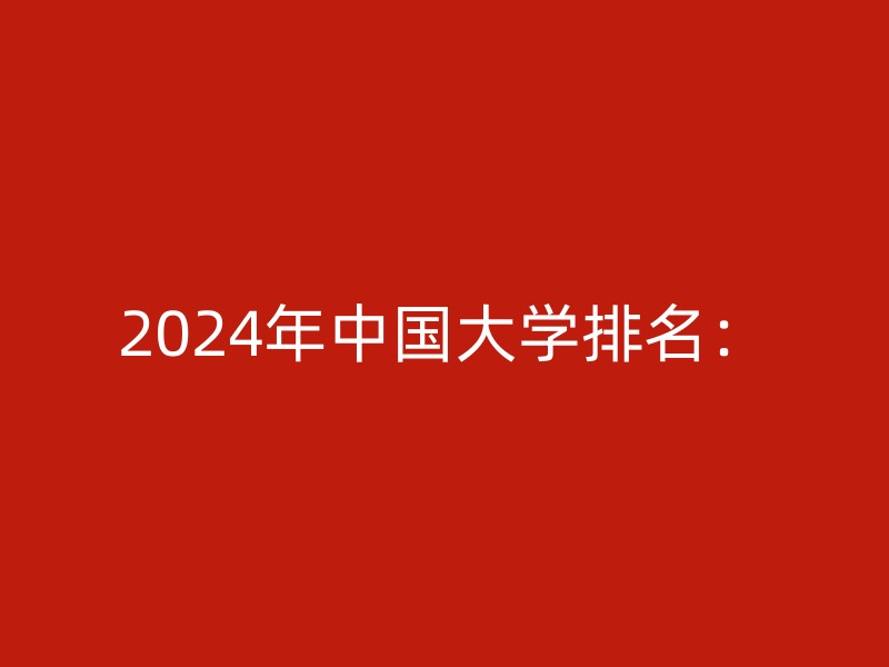 2024年中国大学排名：