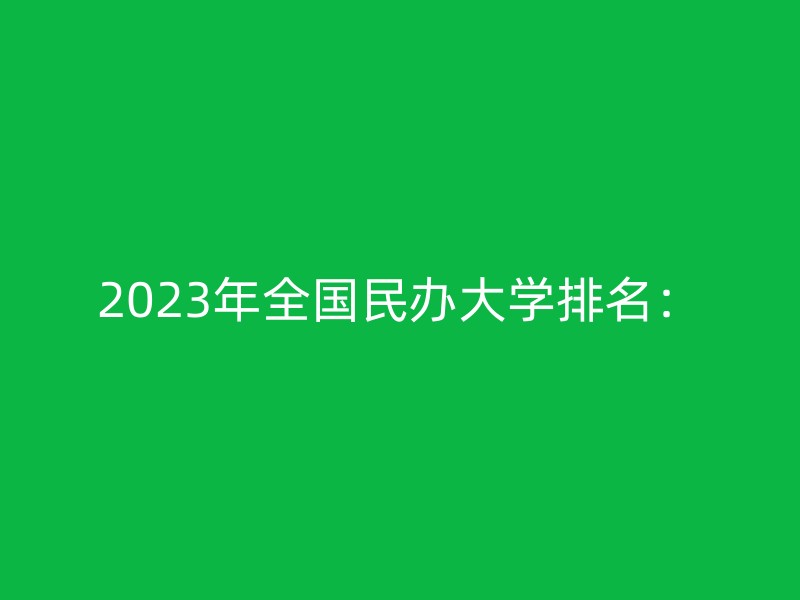 2023年全国民办大学排名：