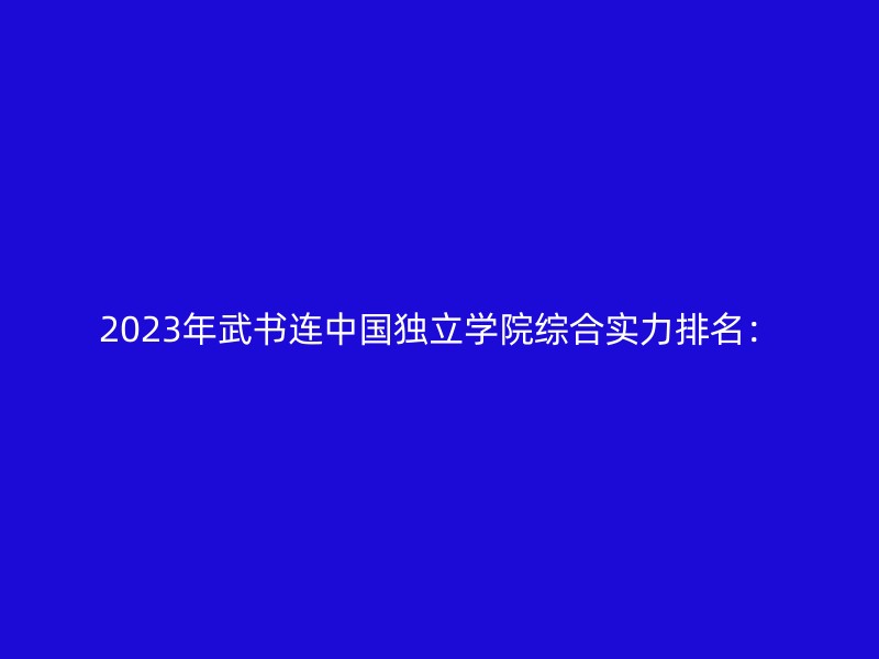 2023年武书连中国独立学院综合实力排名：