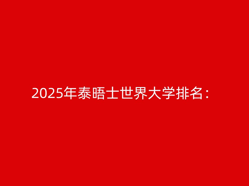 2025年泰晤士世界大学排名：