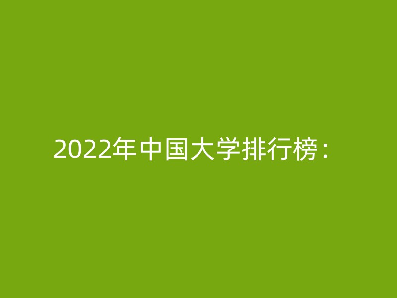 2022年中国大学排行榜：