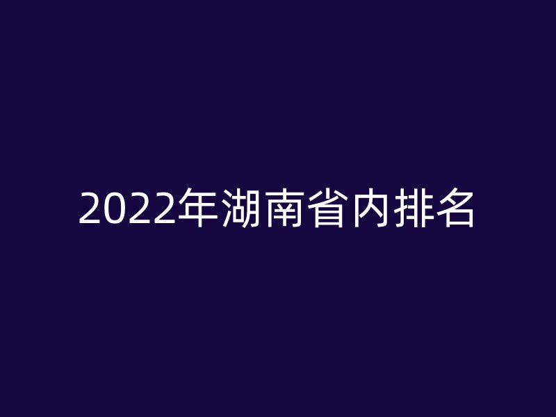 2022年湖南省内排名