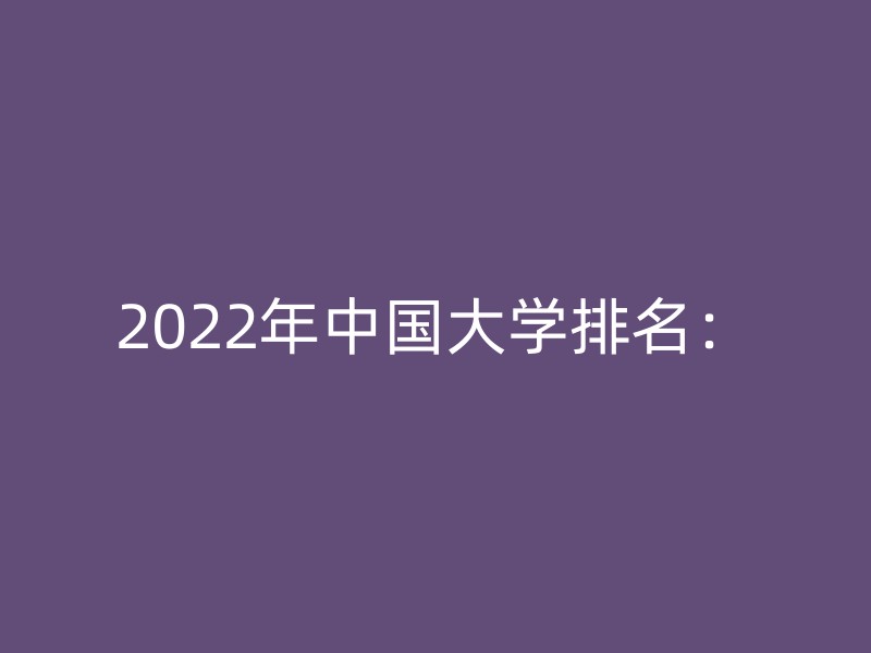 2022年中国大学排名：