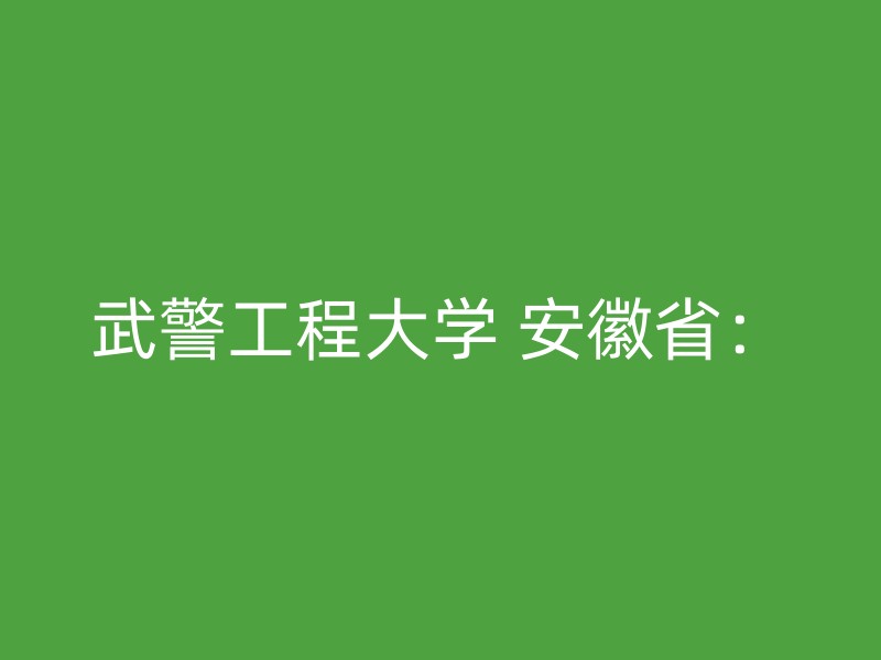 武警工程大学 安徽省：