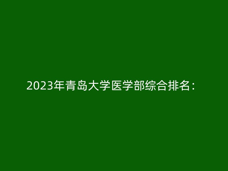 2023年青岛大学医学部综合排名：