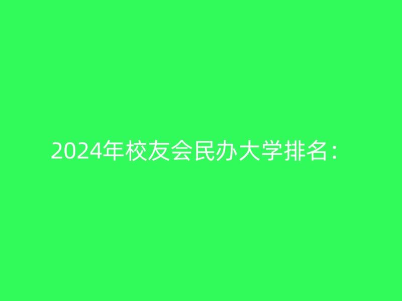 2024年校友会民办大学排名：