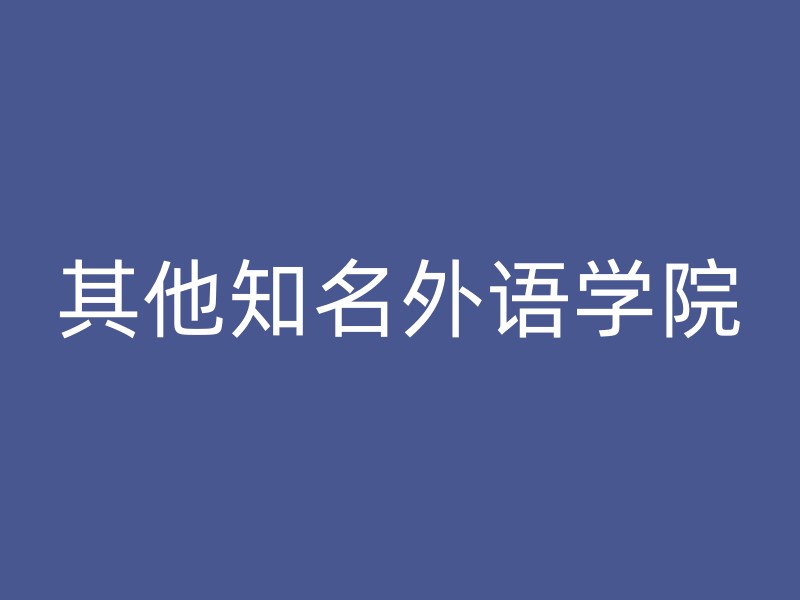 其他知名外语学院