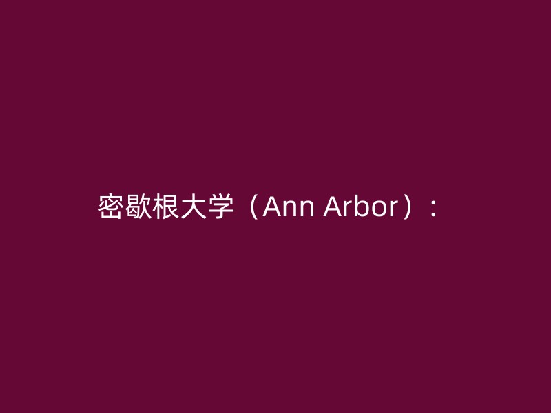 密歇根大学（Ann Arbor）：