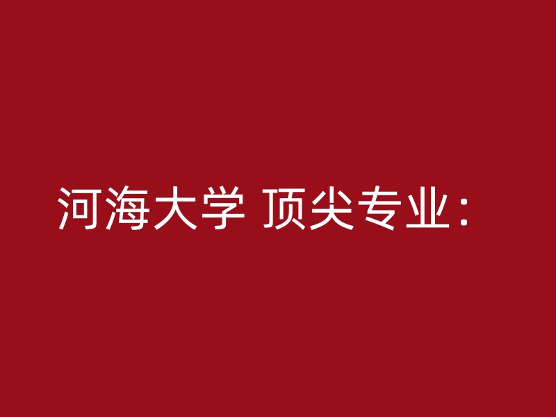 河海大学 顶尖专业：