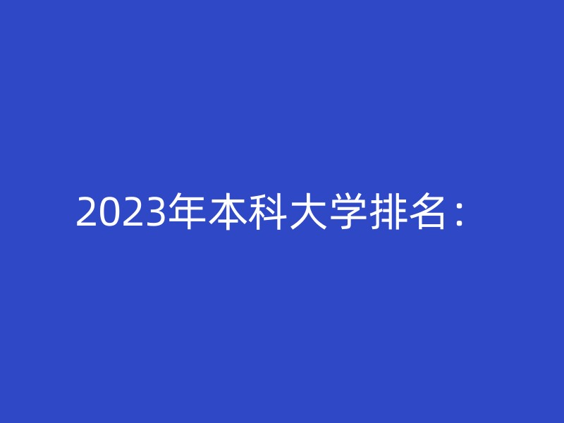 2023年本科大学排名：