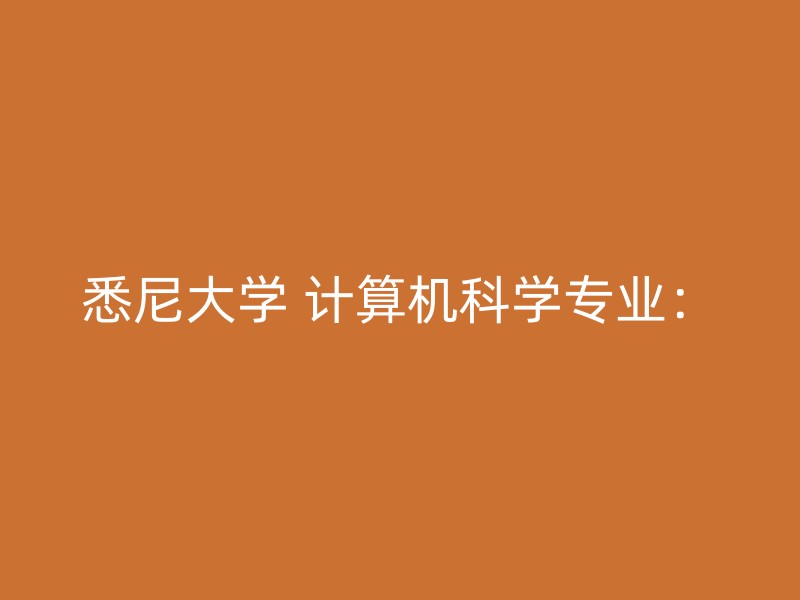 悉尼大学 计算机科学专业：