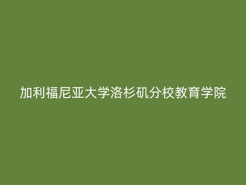 加利福尼亚大学洛杉矶分校教育学院