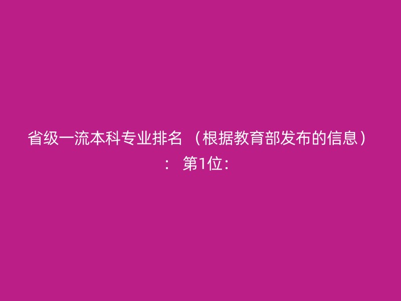 省级一流本科专业排名 （根据教育部发布的信息）： 第1位：