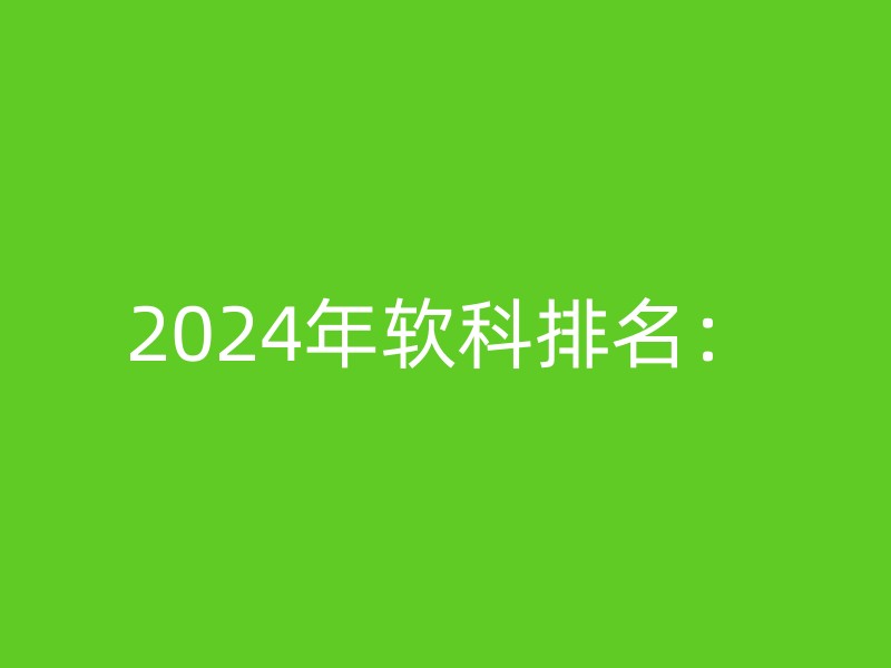 2024年软科排名：