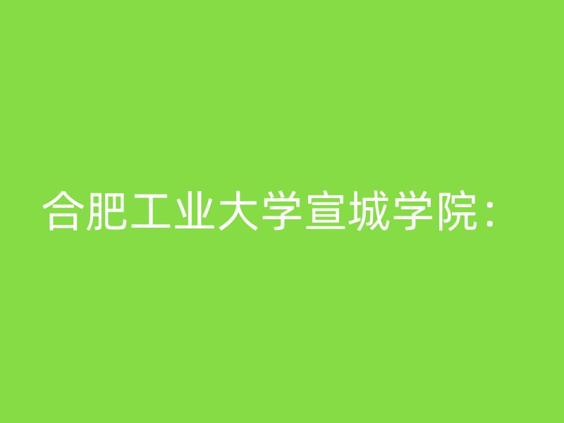 合肥工业大学宣城学院：