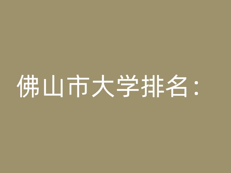 佛山市大学排名：