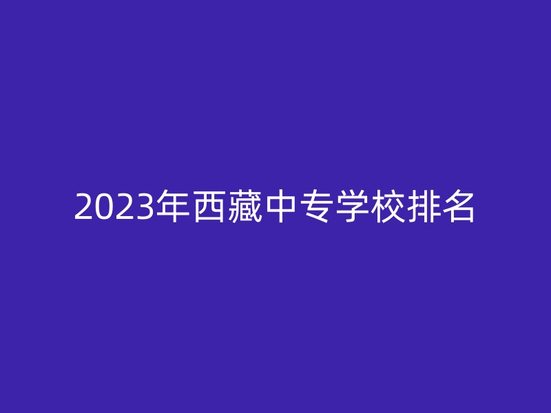 2023年西藏中专学校排名