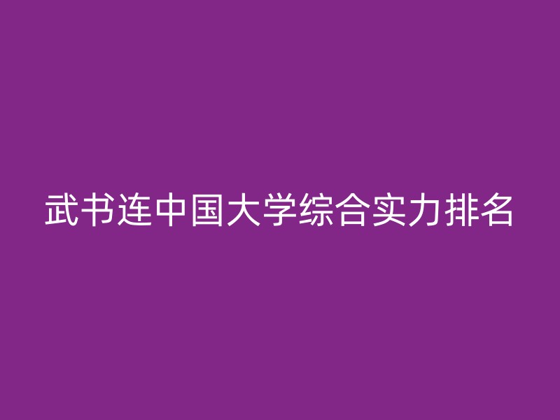 武书连中国大学综合实力排名