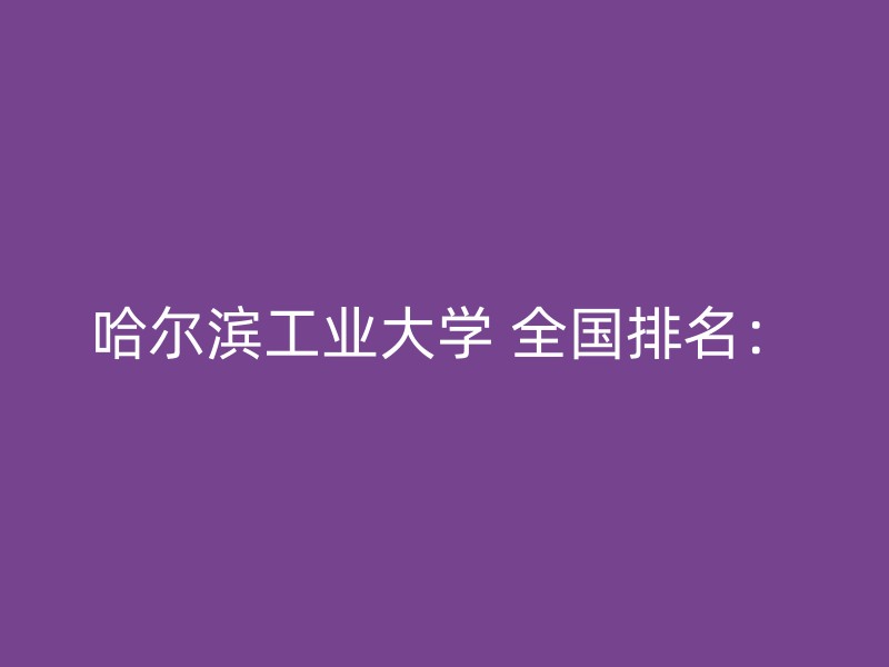 哈尔滨工业大学 全国排名：