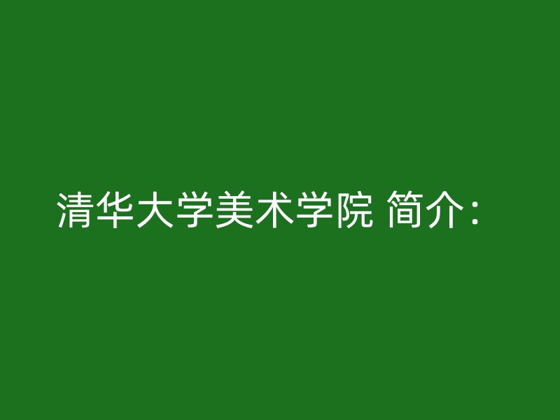 清华大学美术学院 简介：