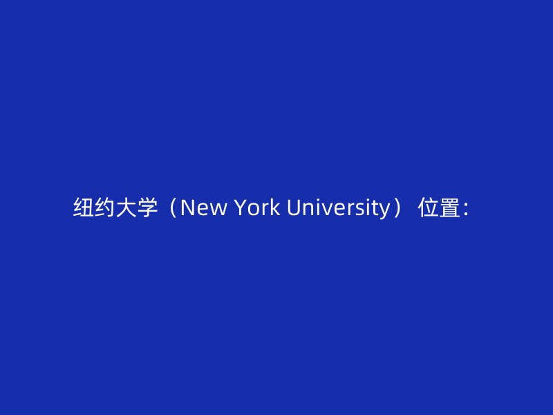 纽约大学（New York University） 位置：