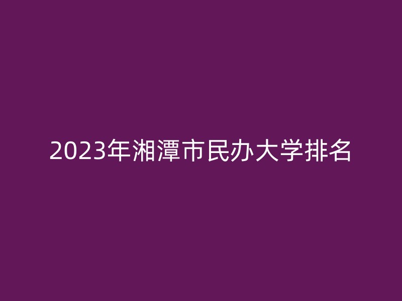 2023年湘潭市民办大学排名