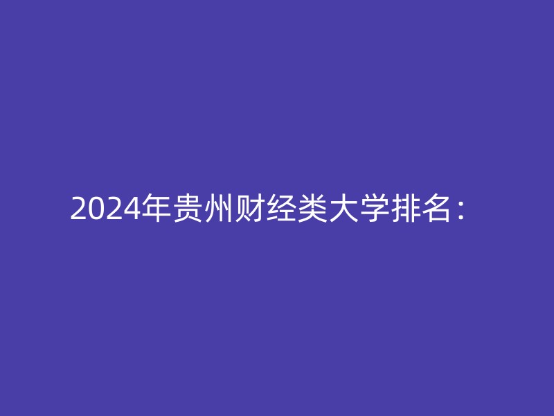 2024年贵州财经类大学排名：