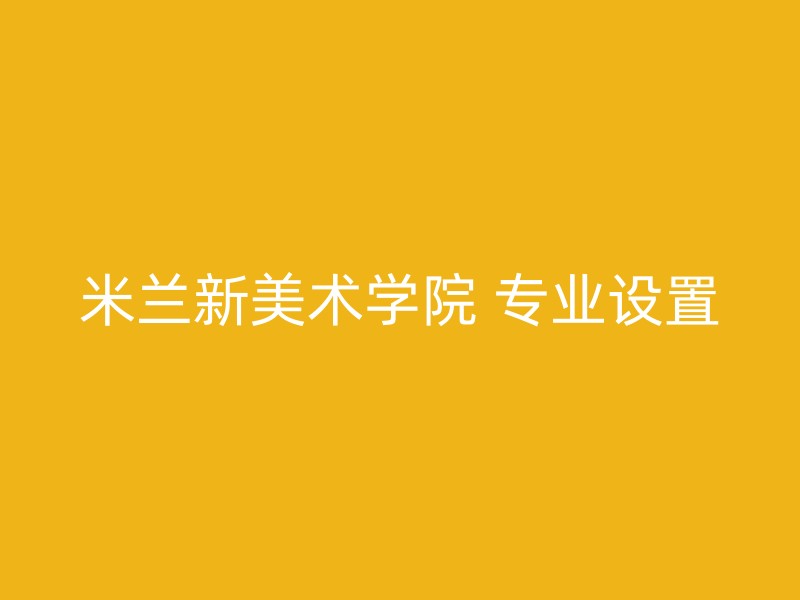 米兰新美术学院 专业设置