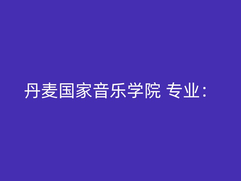 丹麦国家音乐学院 专业：