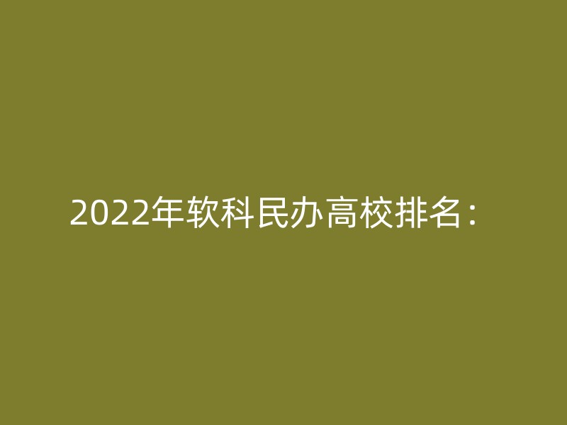 2022年软科民办高校排名：