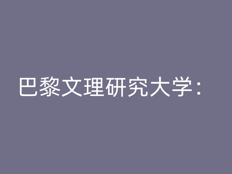 巴黎文理研究大学：