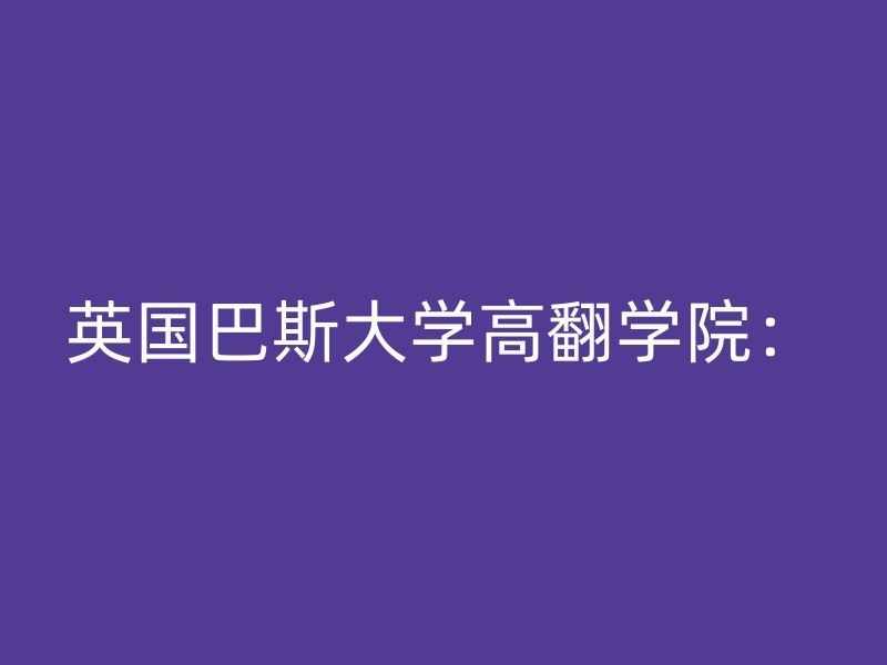 英国巴斯大学高翻学院：