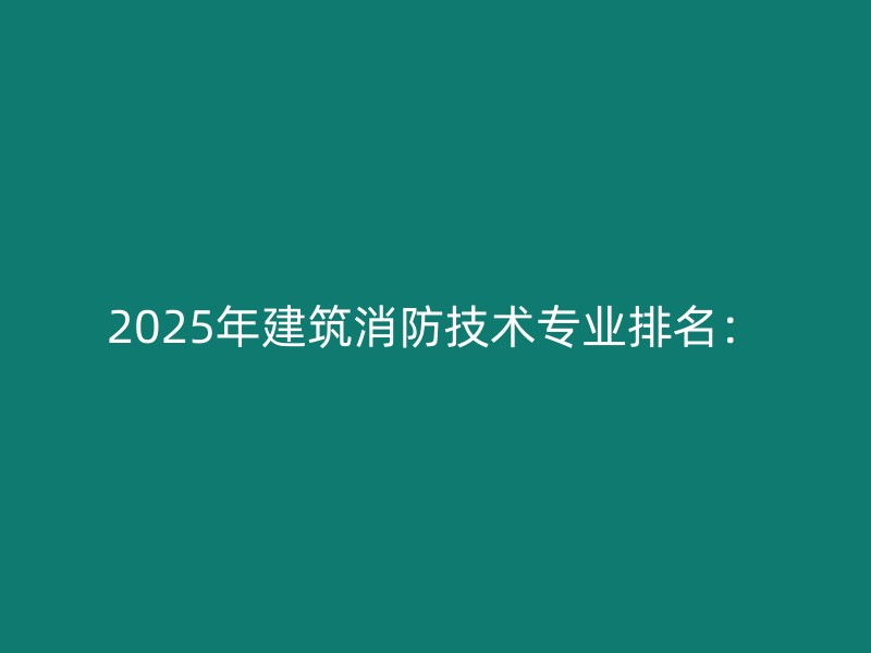 2025年建筑消防技术专业排名：