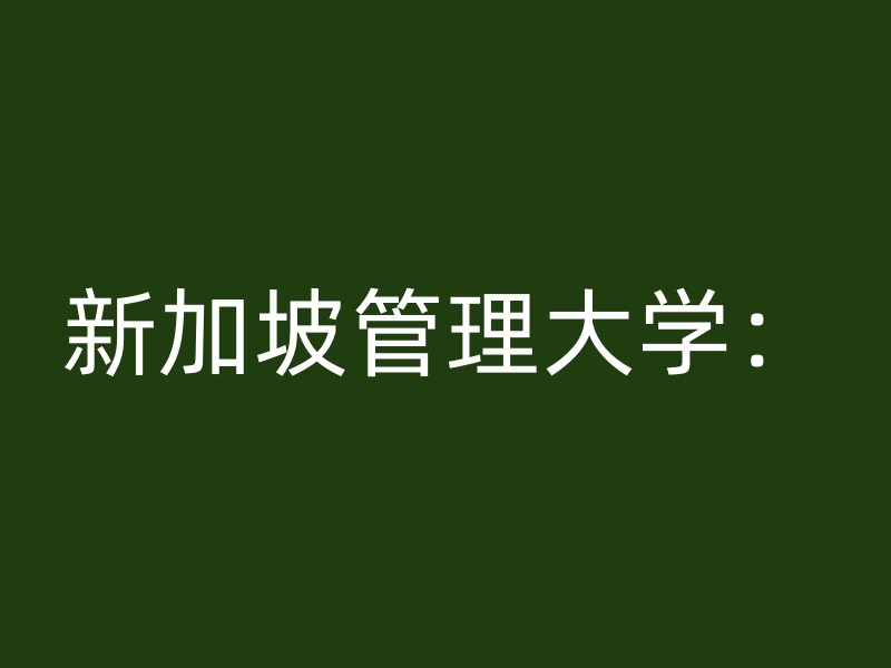 新加坡管理大学：