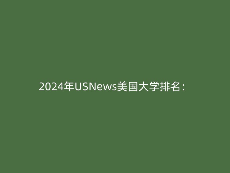 2024年USNews美国大学排名：