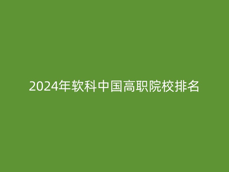 2024年软科中国高职院校排名