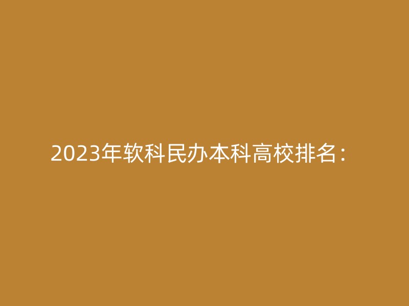 2023年软科民办本科高校排名：