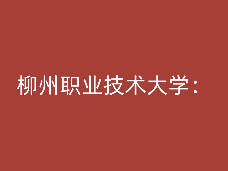 柳州职业技术大学：