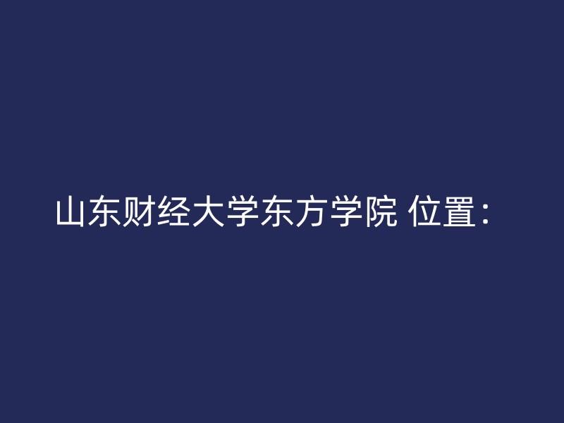 山东财经大学东方学院 位置：