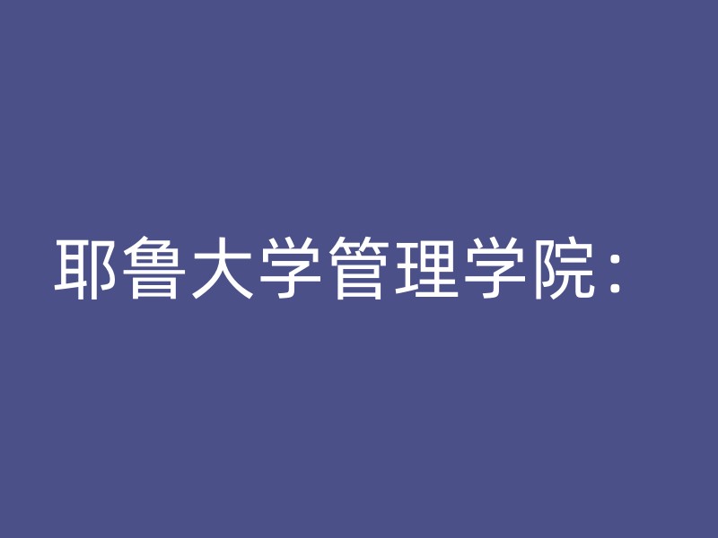 耶鲁大学管理学院：