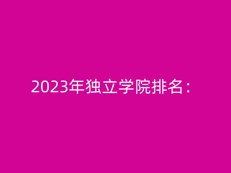 2023年独立学院排名：