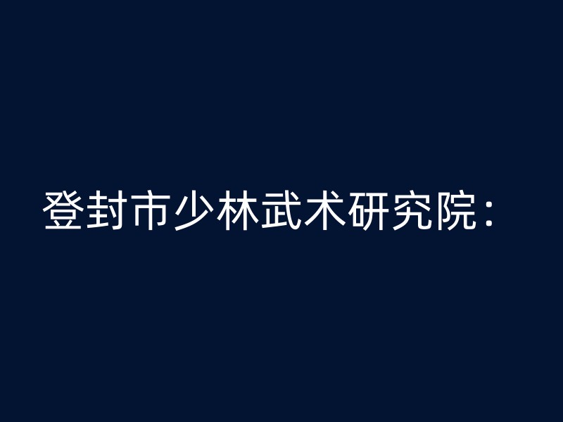 登封市少林武术研究院：