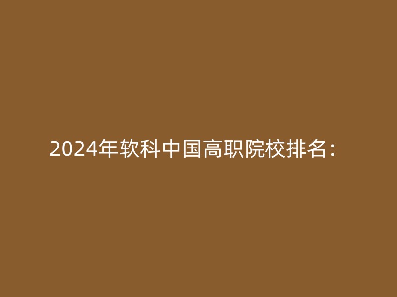 2024年软科中国高职院校排名：