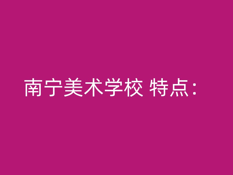 南宁美术学校 特点：