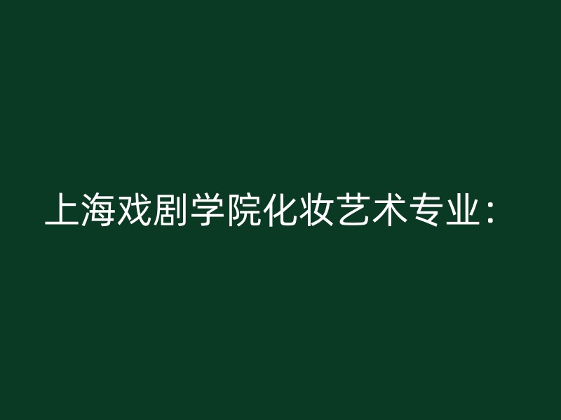 上海戏剧学院化妆艺术专业：