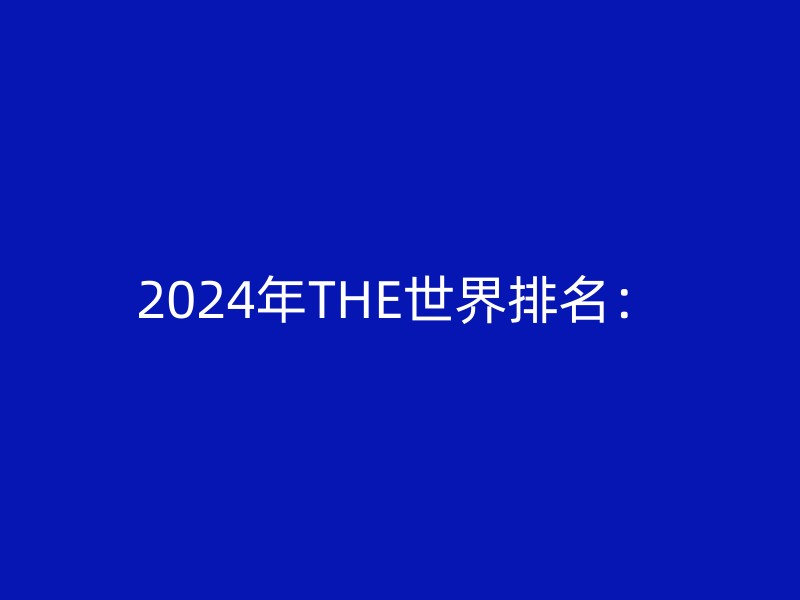 2024年THE世界排名：