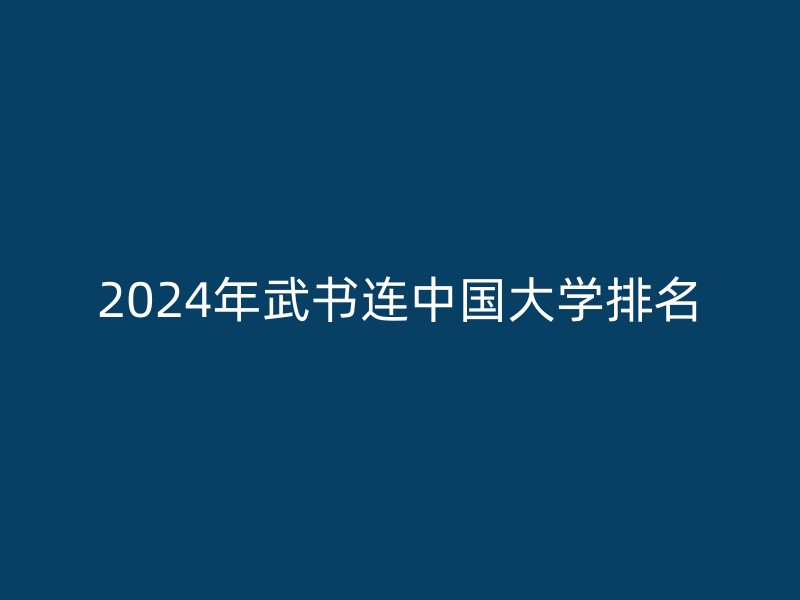 2024年武书连中国大学排名