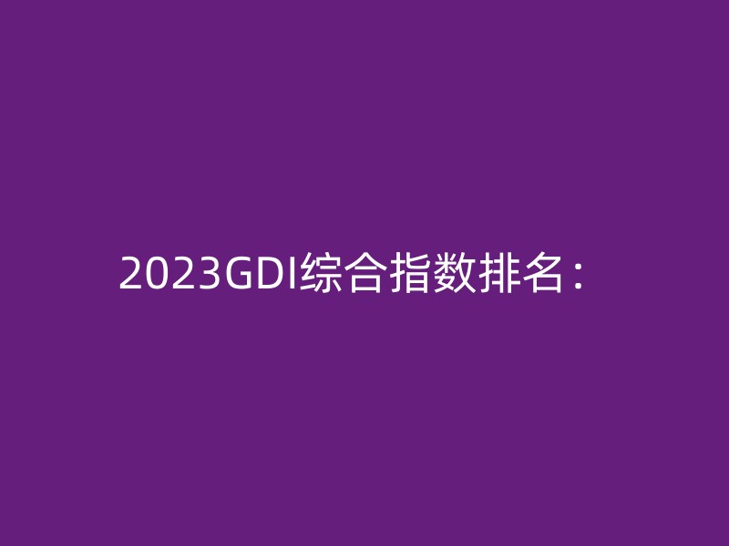 2023GDI综合指数排名：