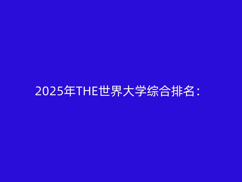 2025年THE世界大学综合排名：